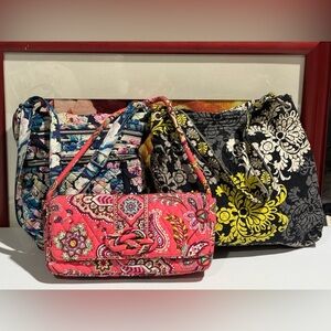 Lot of 3 Vera Bradley Shoulder Bag Crossbody Purses Multicolor For One Price